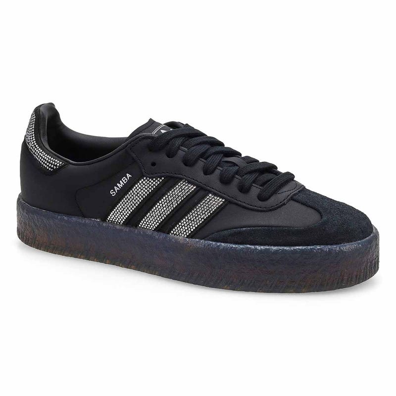Chaussures lacées Sambae pour femmes - Noir/Bleu métallisé/Blanc gomme