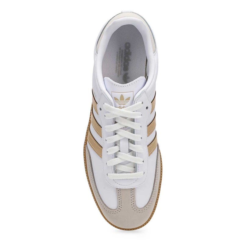 Women's Samba OG Lace Up Sneaker -White/Wonder Gold Metallic/Grey One