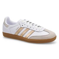 Women's Samba OG Lace Up Sneaker -White/Wonder Gold Metallic/Grey One