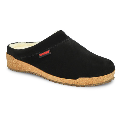 Lds Ivy Suede Clog Slipper - Black