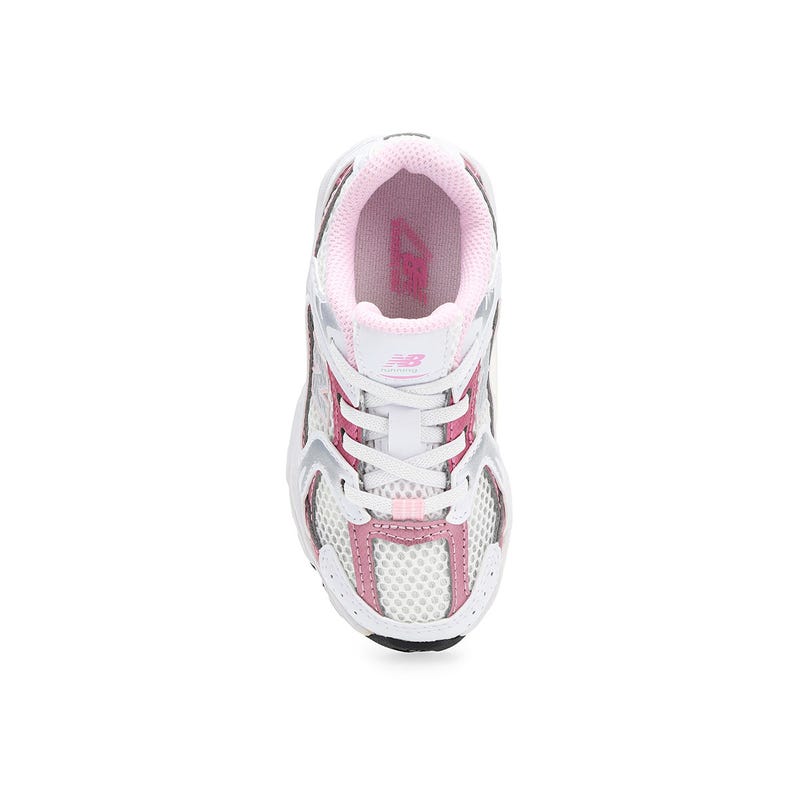 Infants'  530 Bungee Slip On Sneaker - White/Pink Sugar