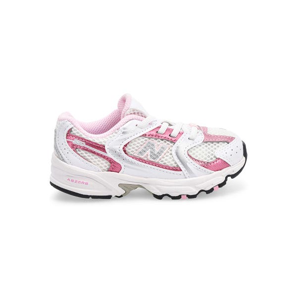 Infants'  530 Bungee Slip On Sneaker - White/Pink Sugar