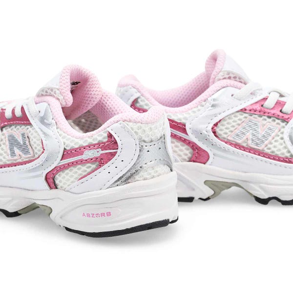 Infants'  530 Bungee Slip On Sneaker - White/Pink Sugar