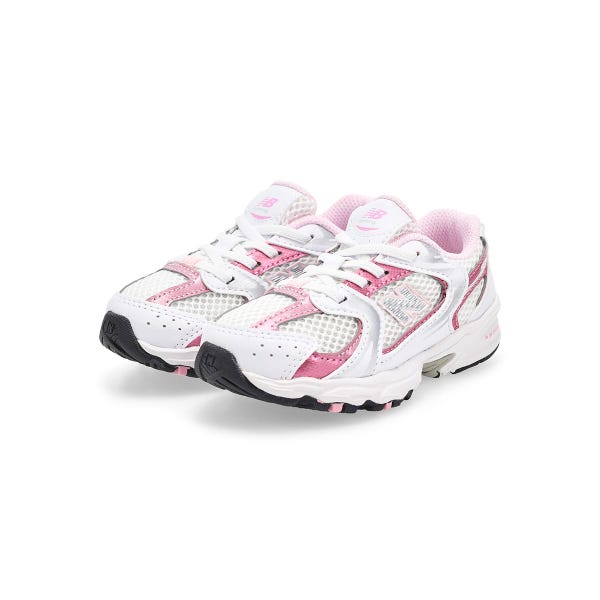 Infants'  530 Bungee Slip On Sneaker - White/Pink Sugar