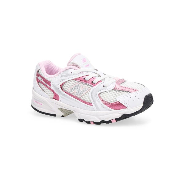 Infants'  530 Bungee Slip On Sneaker - White/Pink Sugar