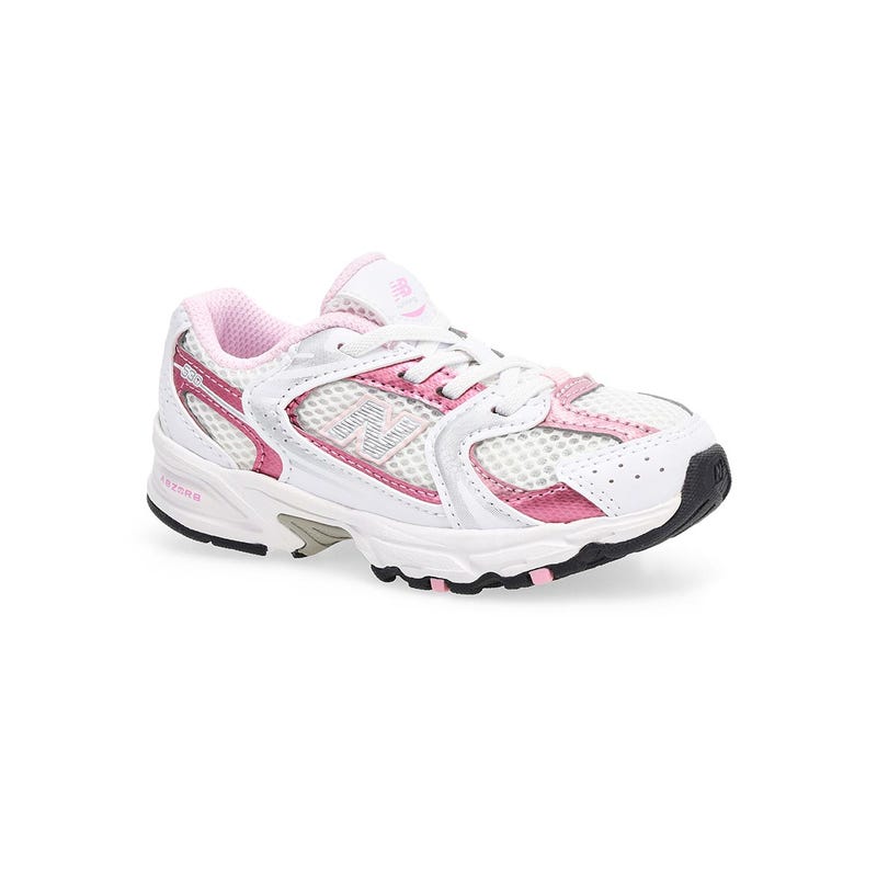 Infants'  530 Bungee Slip On Sneaker - White/Pink Sugar