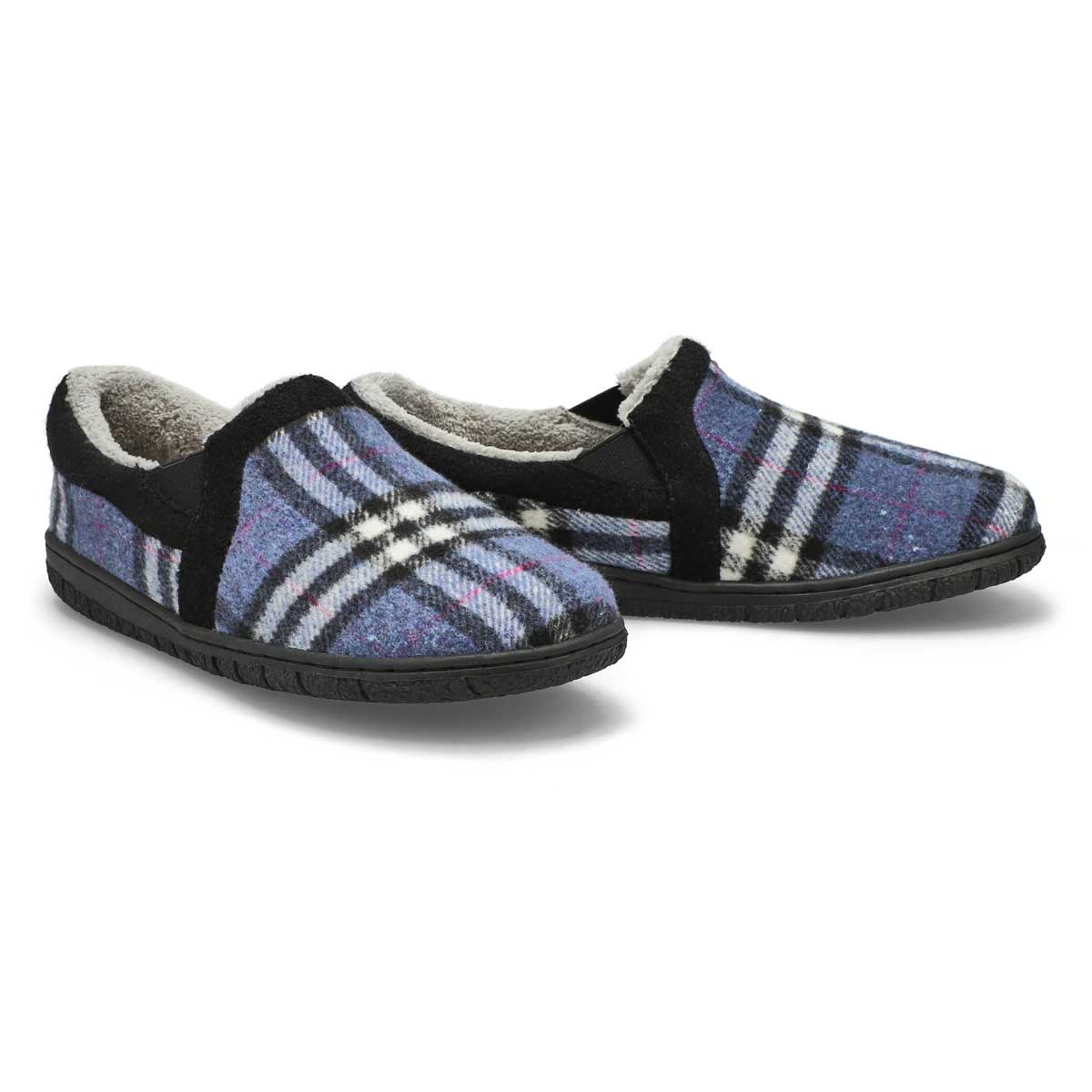 Pantoufle à dos fermé Jackie 2, tartan bleu, fem