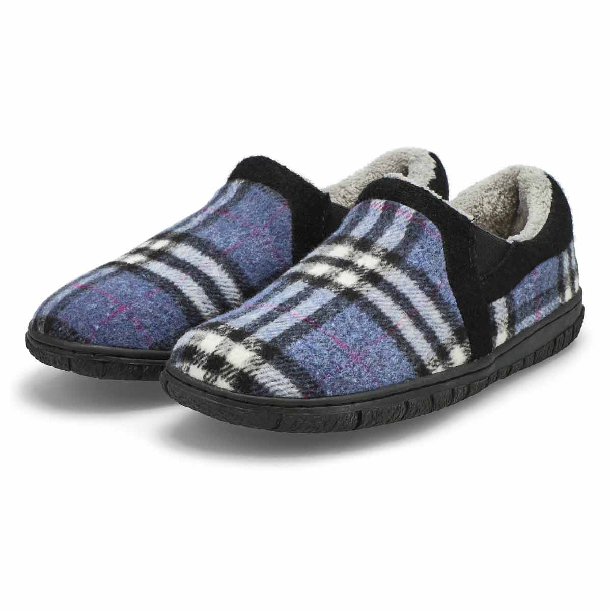 Pantoufle à dos fermé Jackie 2, tartan bleu, fem