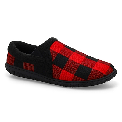 Mns Jacob Memory Foam Closed Back Slipper - Red Plaid