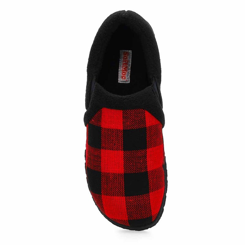 Pantoufle avec mousse mémoire à dos fermé JACOB, tartan rouge, hommes