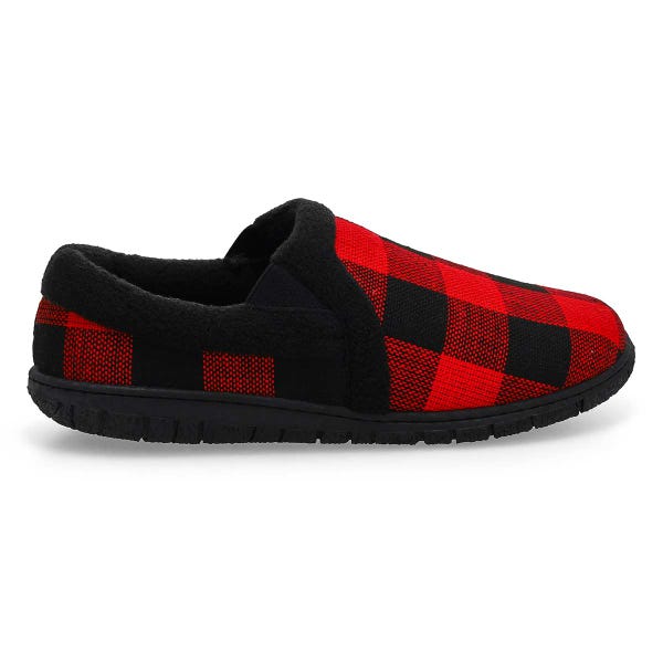 Pantoufle avec mousse mémoire à dos fermé JACOB, tartan rouge, hommes