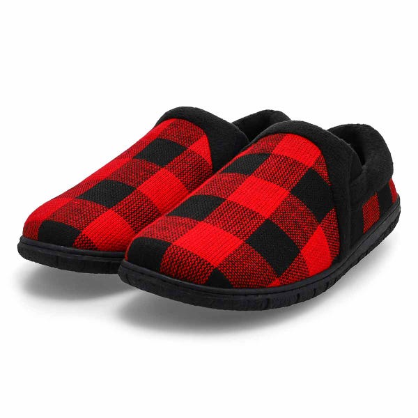 Pantoufle avec mousse mémoire à dos fermé JACOB, tartan rouge, hommes