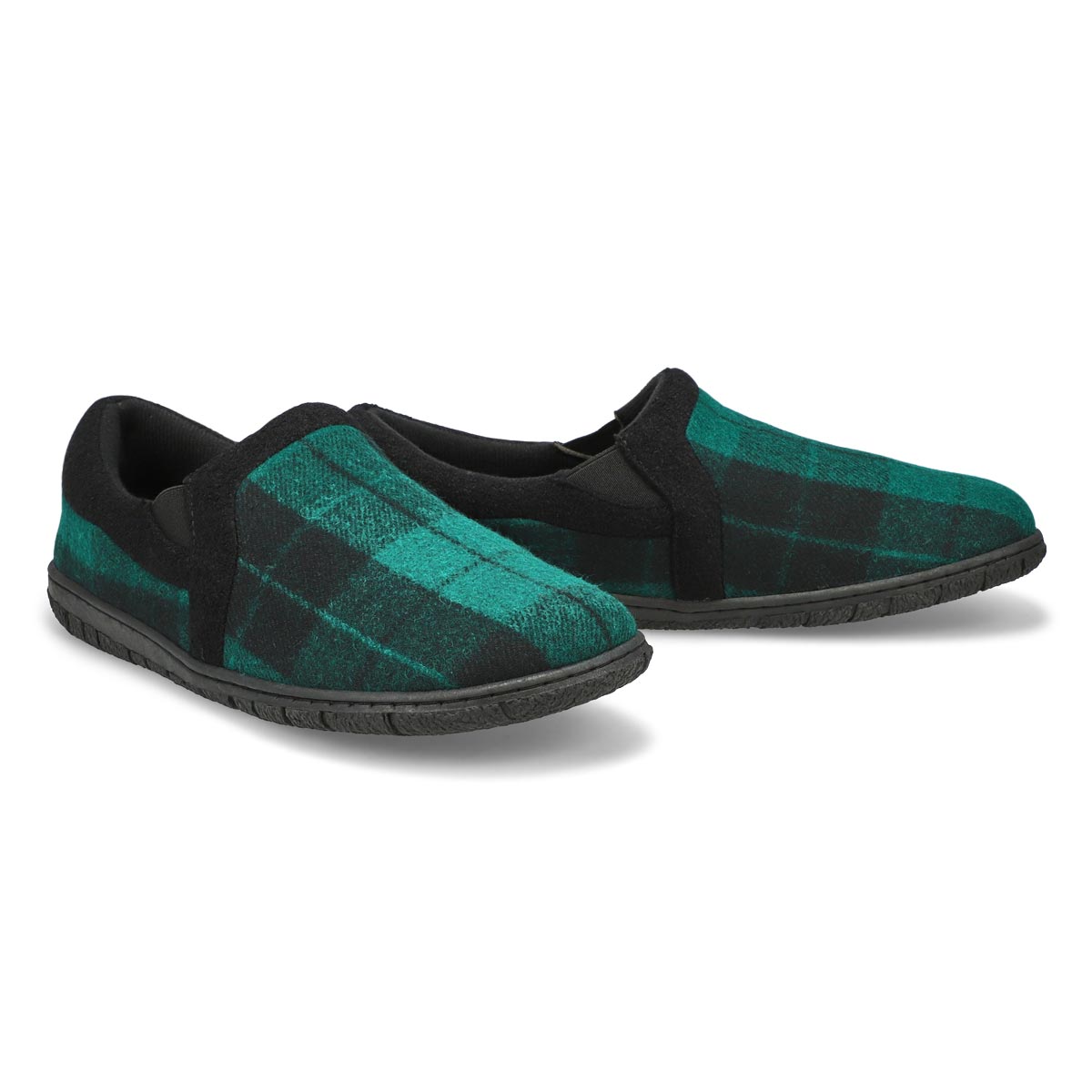 Pantoufle avec mousse mémoire JACOB, tartan vert, hommes