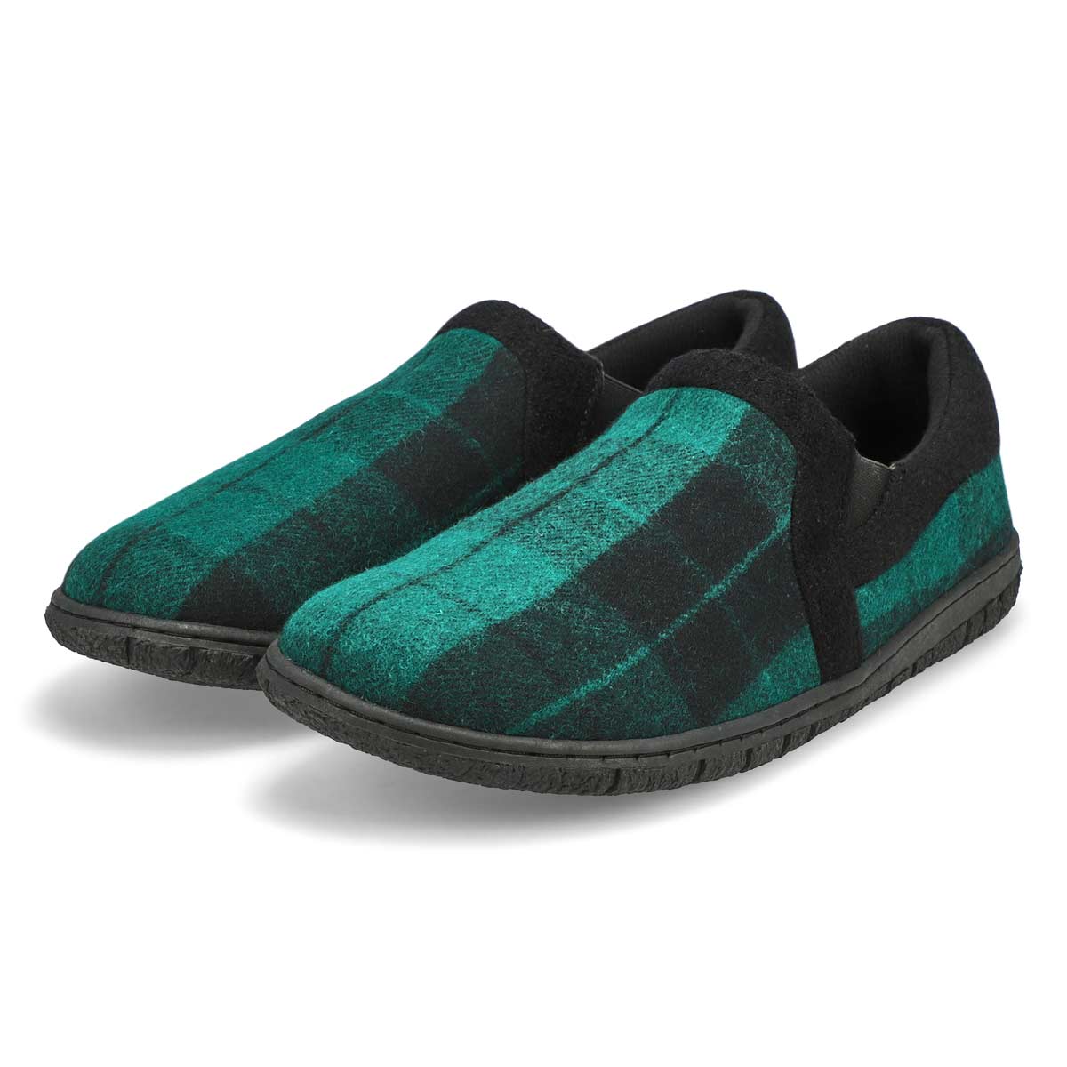 Pantoufle avec mousse mémoire JACOB, tartan vert, hommes