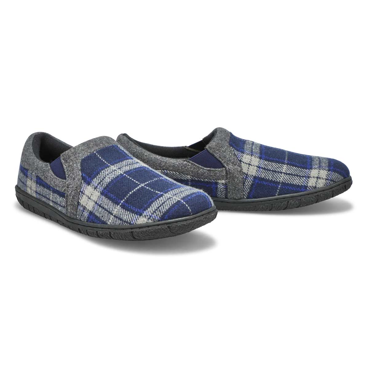 Pantoufle avec mousse mémoire à dos fermé JACOB, tartan marine, hommes