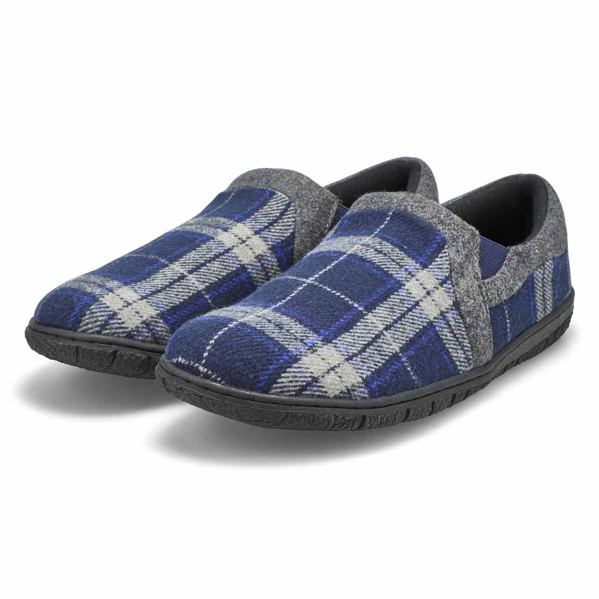 Pantoufle avec mousse mémoire à dos fermé JACOB, tartan marine, hommes