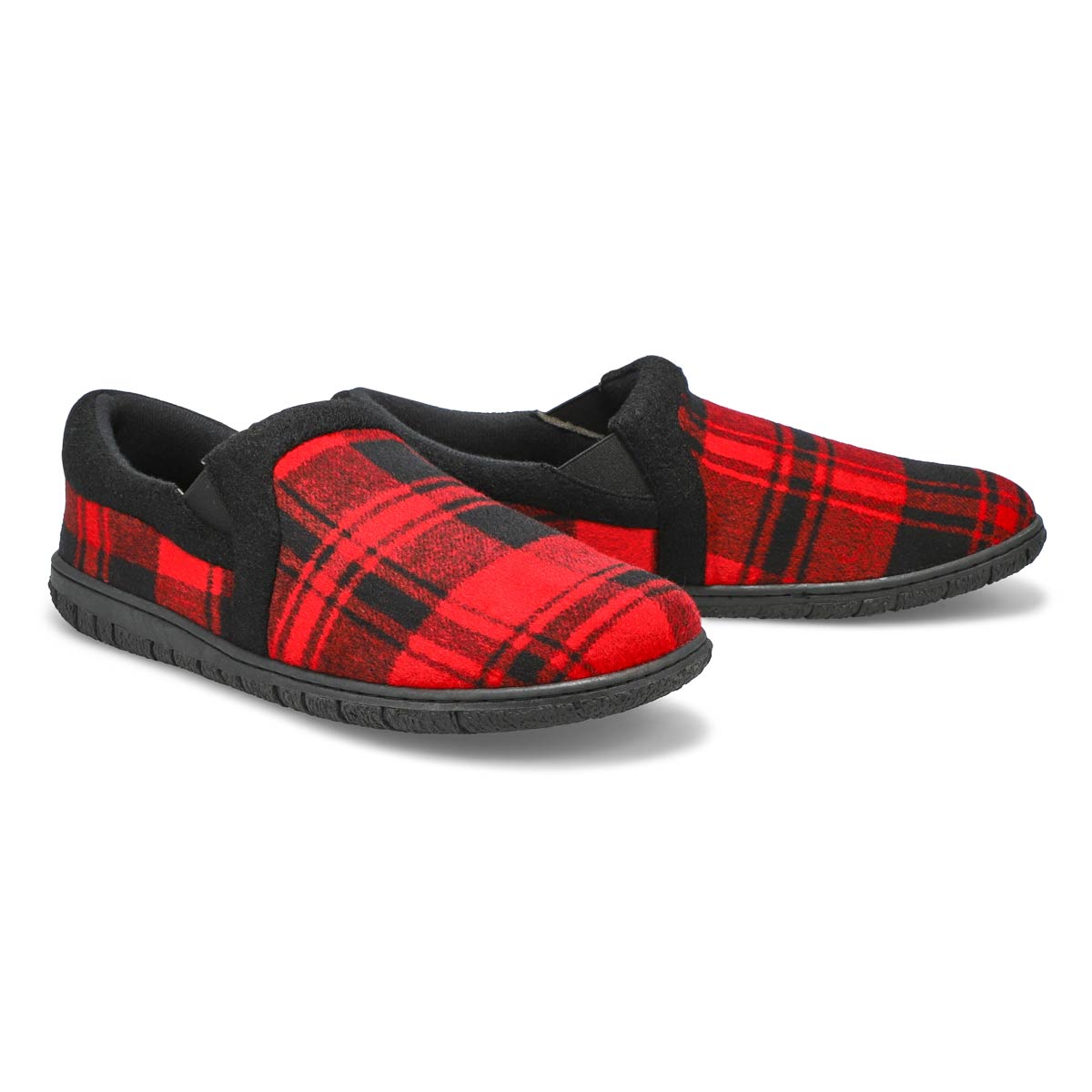 Pantoufle avec mousse mémoire à dos fermé JACOB, tartan rouge, hommes