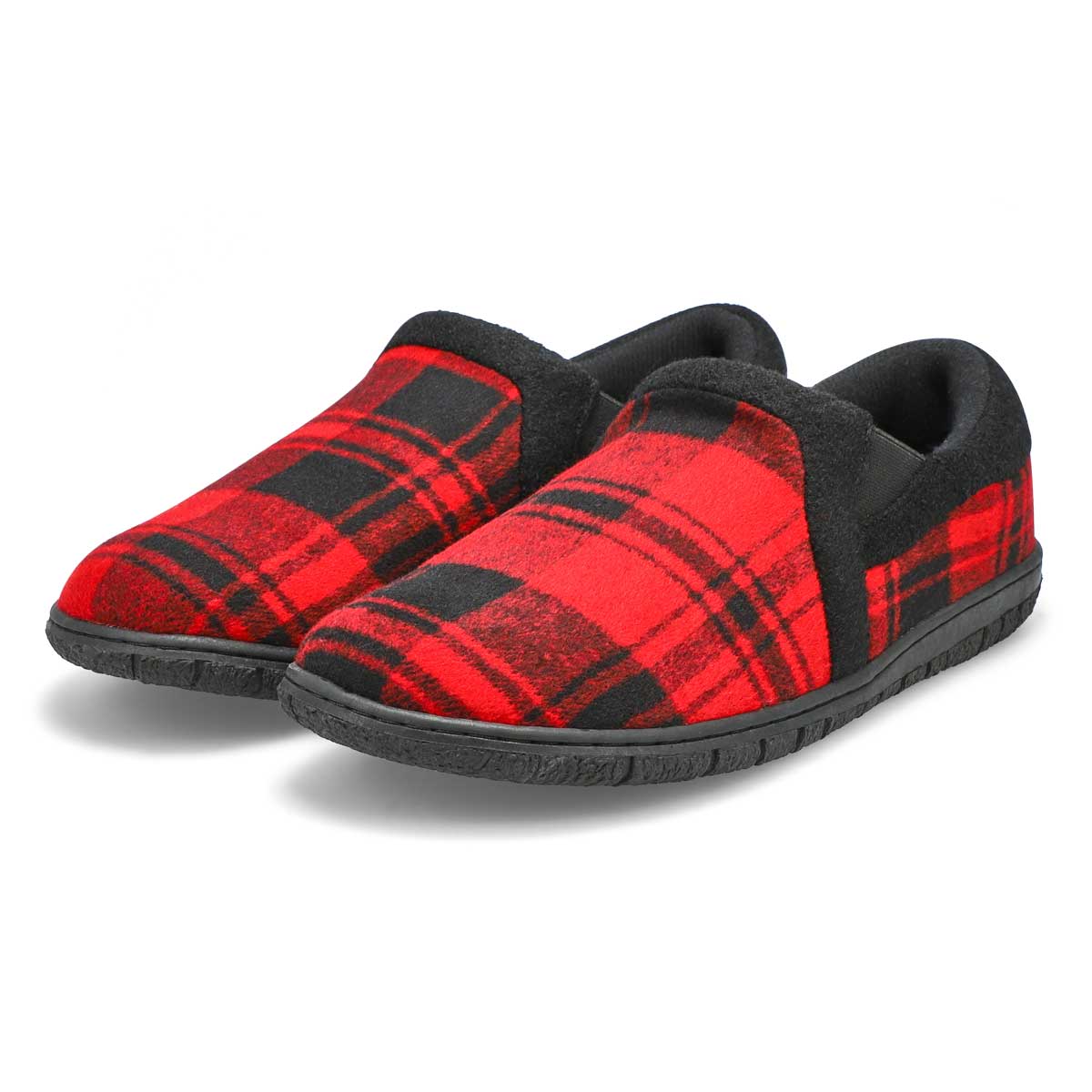 Pantoufle avec mousse mémoire à dos fermé JACOB, tartan rouge, hommes