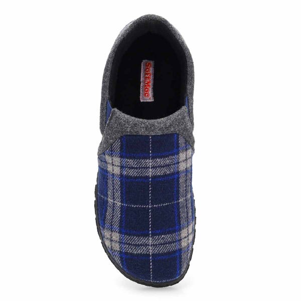 Pantoufle Jacob 2 pour hommes en mousse mémoire - à carreaux bleu marine
