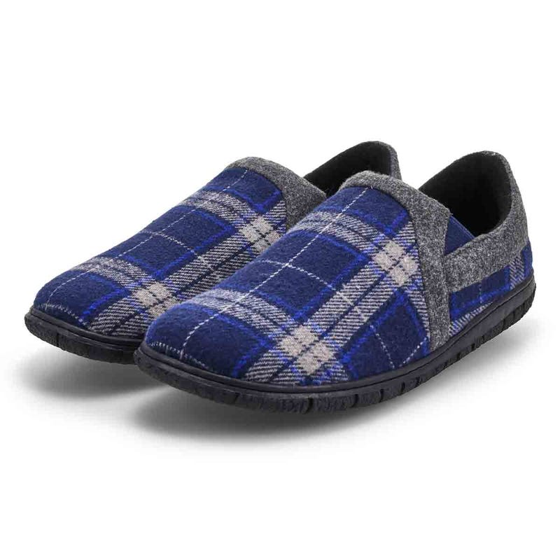 Pantoufle Jacob 2 pour hommes en mousse mémoire - à carreaux bleu marine