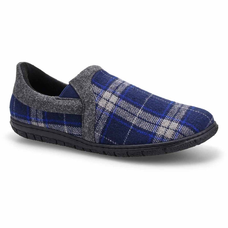 Pantoufle Jacob 2 pour hommes en mousse mémoire - à carreaux bleu marine