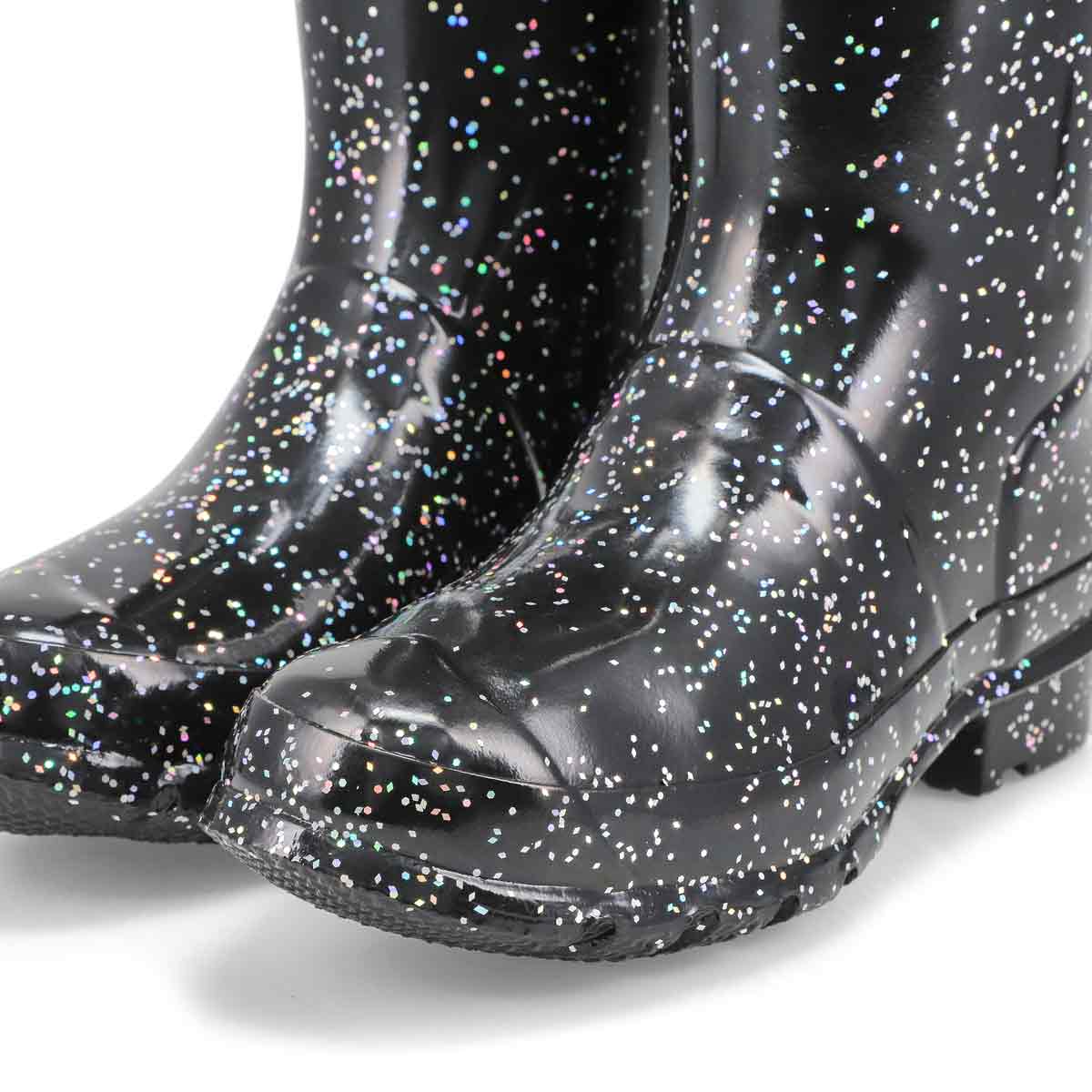 hunter black glitter rain boots