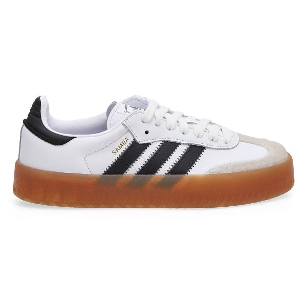 Women's Sambae Lace Up Sneaker -White/Core Black/Gold Metallic