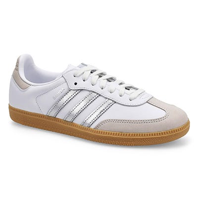 Lds Samba OG Lace Up Sneaker -White/Silver Metallic/Grey One