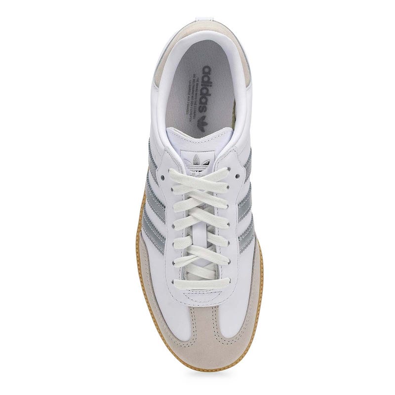 Women's Samba OG Lace Up Sneaker -White/Silver Metallic/Grey One