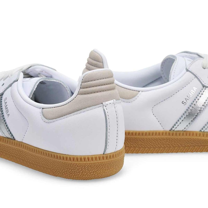 Women's Samba OG Lace Up Sneaker -White/Silver Metallic/Grey One