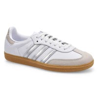 Women's Samba OG Lace Up Sneaker -White/Silver Metallic/Grey One