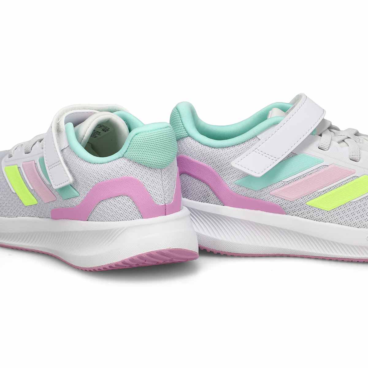 Girls'  Runfalcon 5 EL EL C Sneaker - Mint/White/Pink