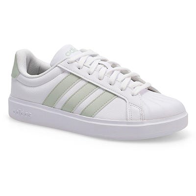 Lds Street Talk Lace Up Sneaker - White/Linen Green