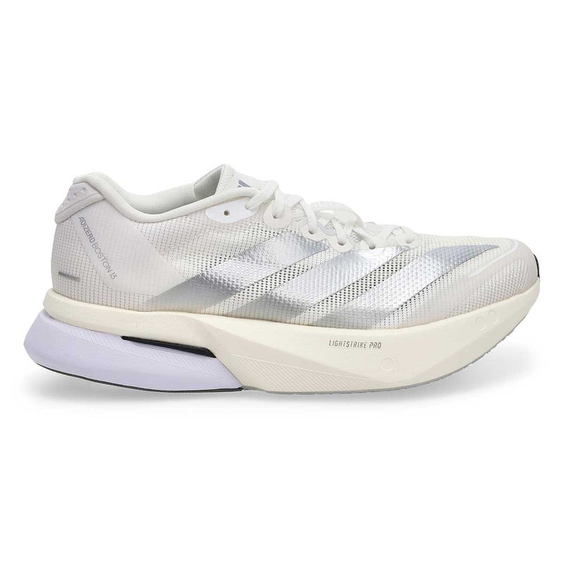 Baskets de performance ADIZERO BOSTON 13, blanc/argent/gris, femmes