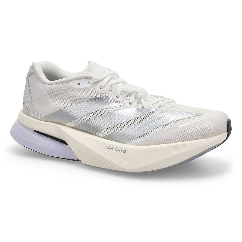 Baskets de performance ADIZERO BOSTON 13, blanc/argent/gris, femmes