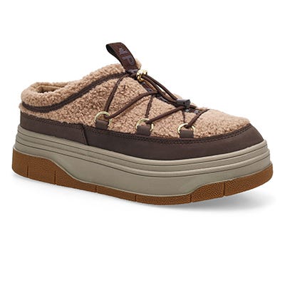 Lds Jules Waterproof Platform Clog - Dark Brown/Taupe