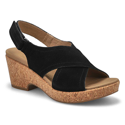 Lds Julie Wedge Sandal - Black