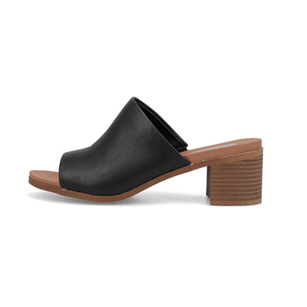 Black slide sandals heel sale
