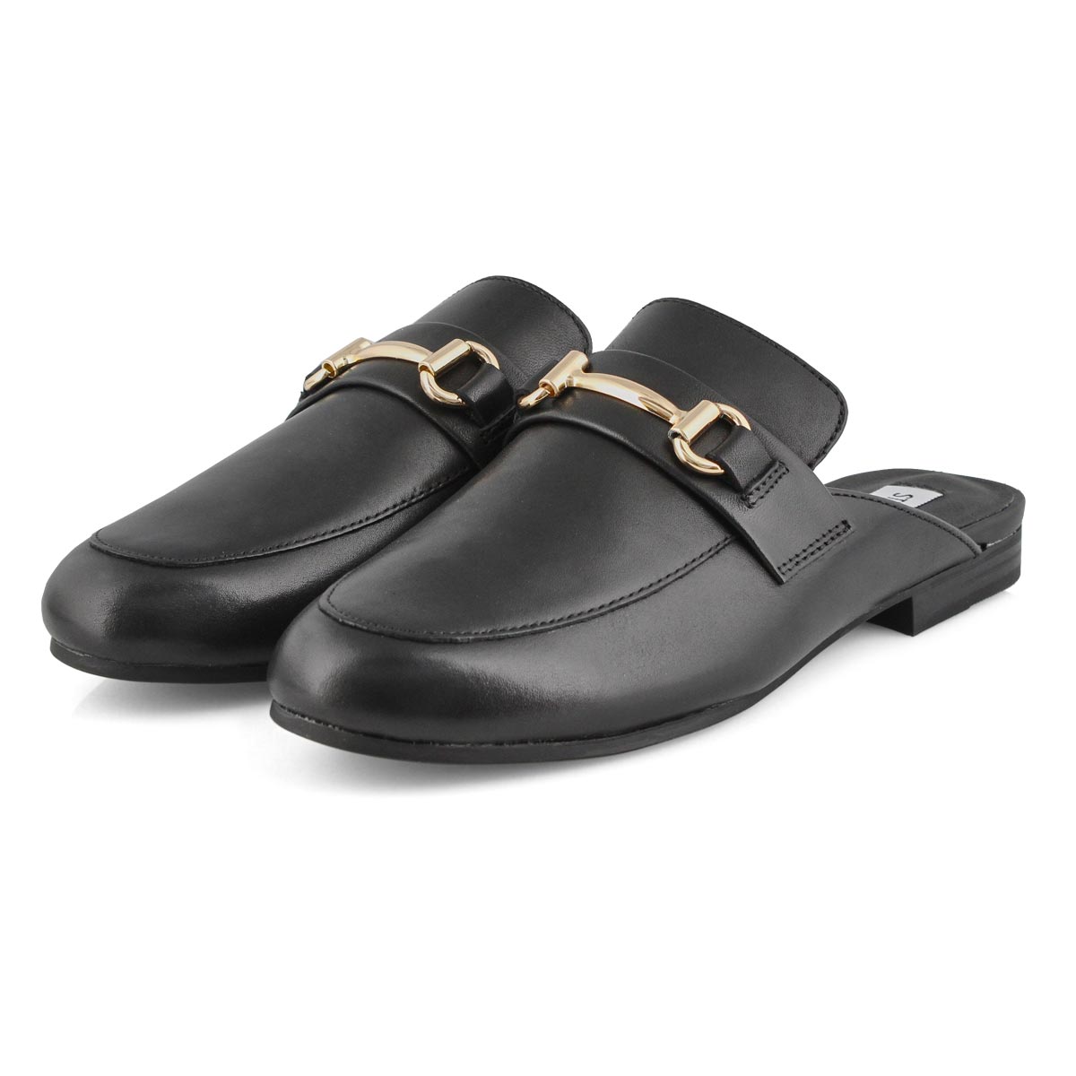 kandi black leather loafer slides