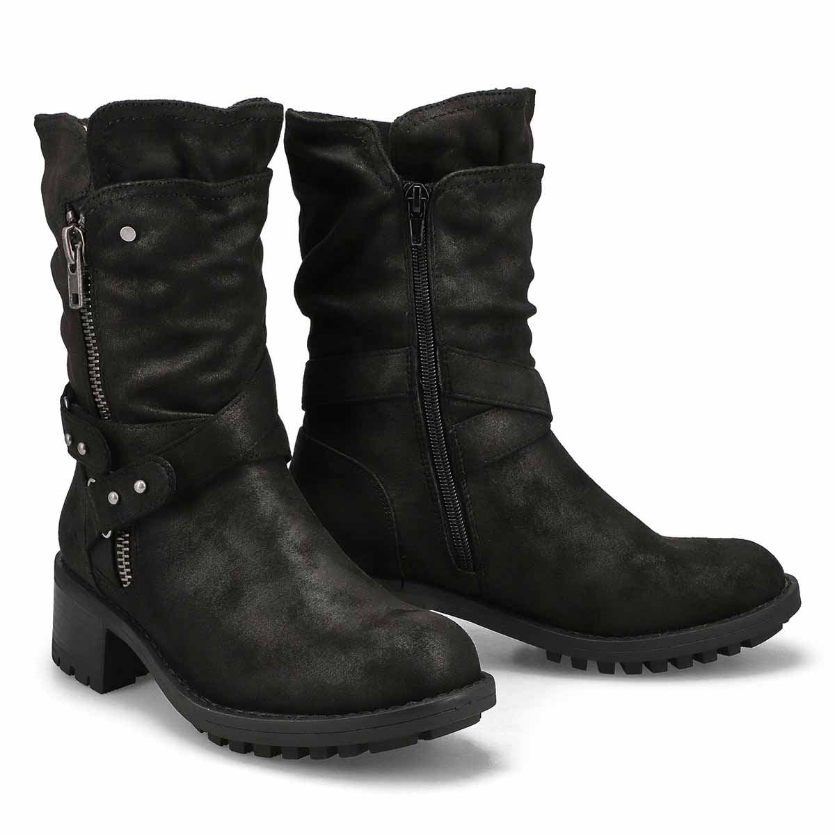 Women's Kassia Mid Calf Combat Boot - Black