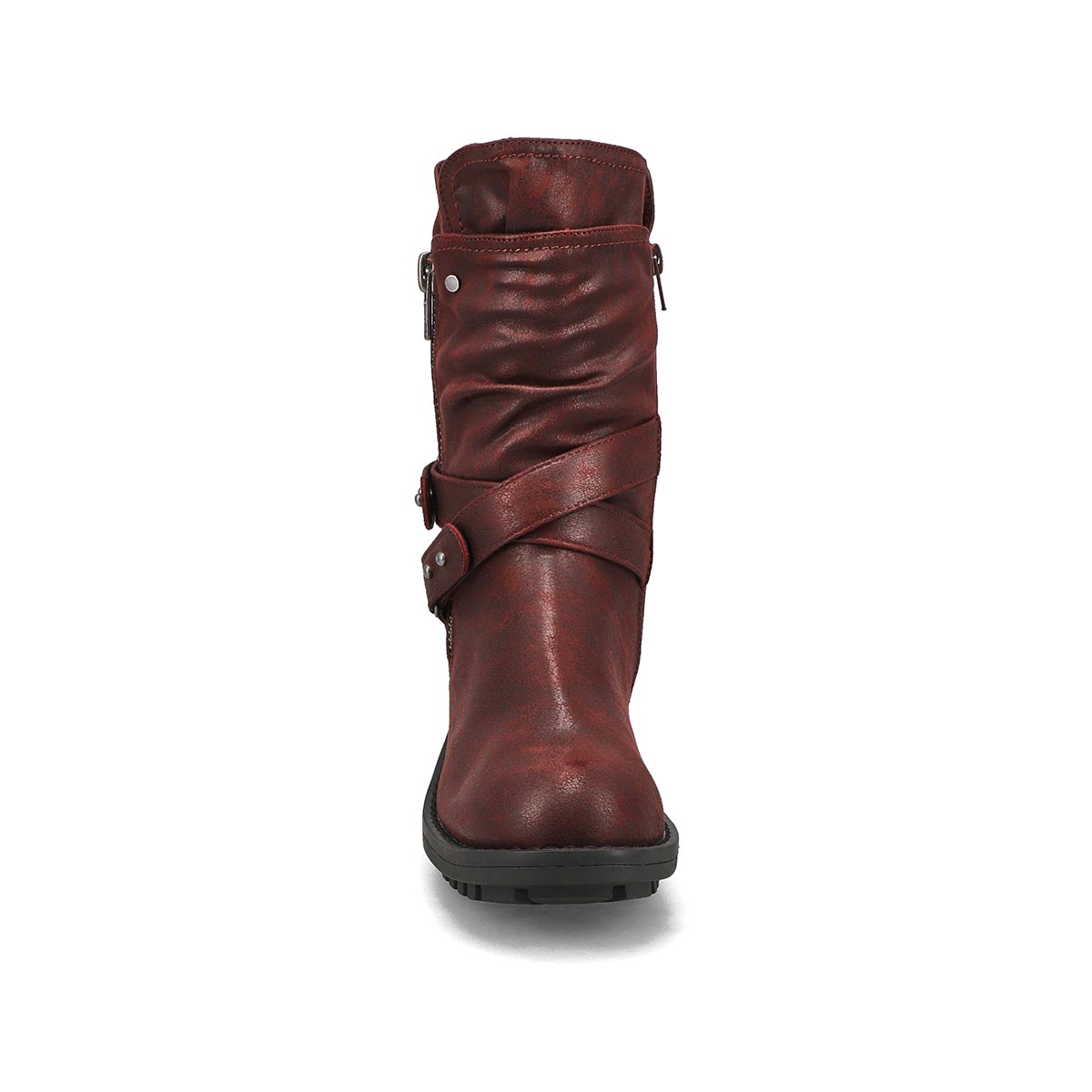 Women's Kassia Mid Calf Combat Boot -Wine