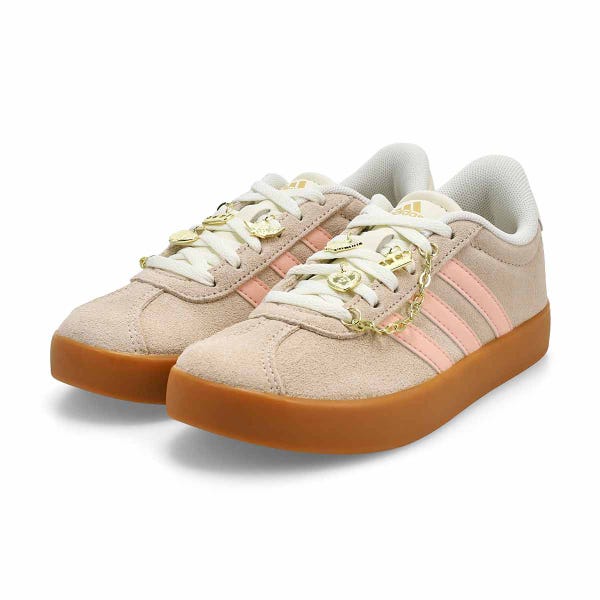 Baskets à lacets VL COURT 3.0 K, lin/rose poudré/blanc, enfants