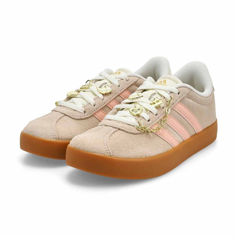 Baskets à lacets VL COURT 3.0 K, lin/rose poudré/blanc, enfants
