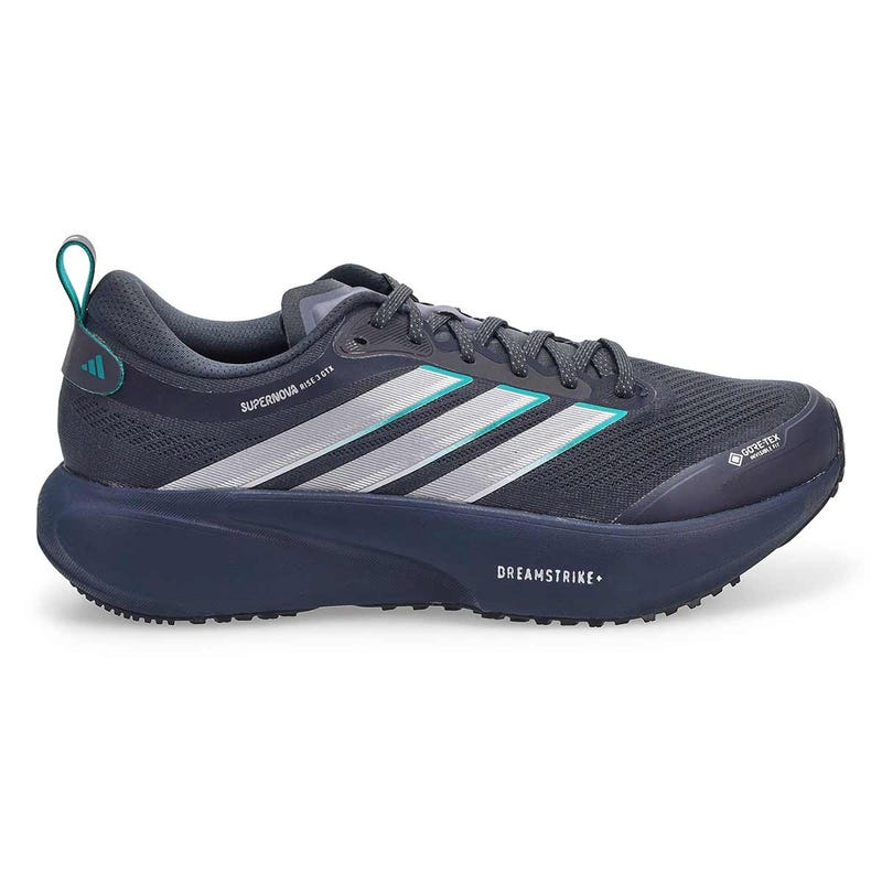Men's Adidas Supernova Rise 3 GTX performance sneaker in grey/green.