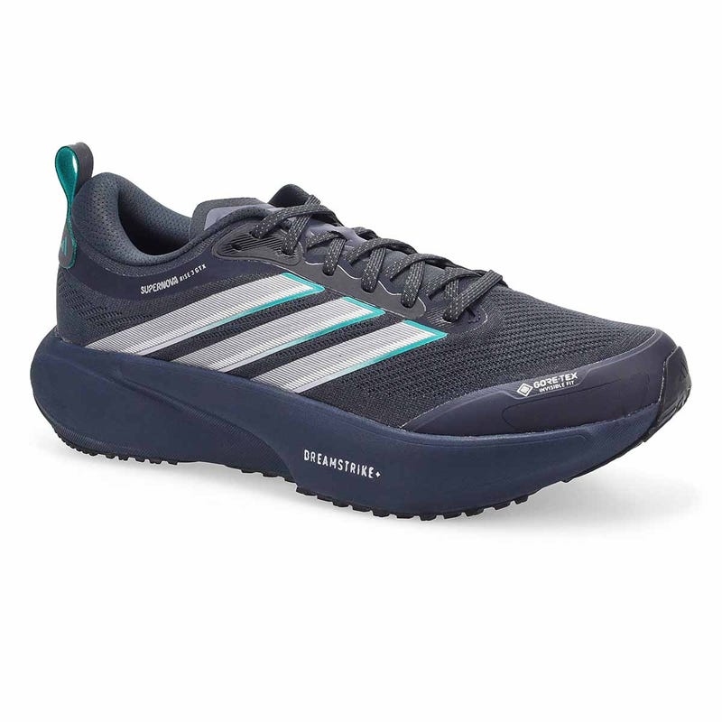 Men's Adidas Supernova Rise 3 GTX performance sneaker in grey/green.