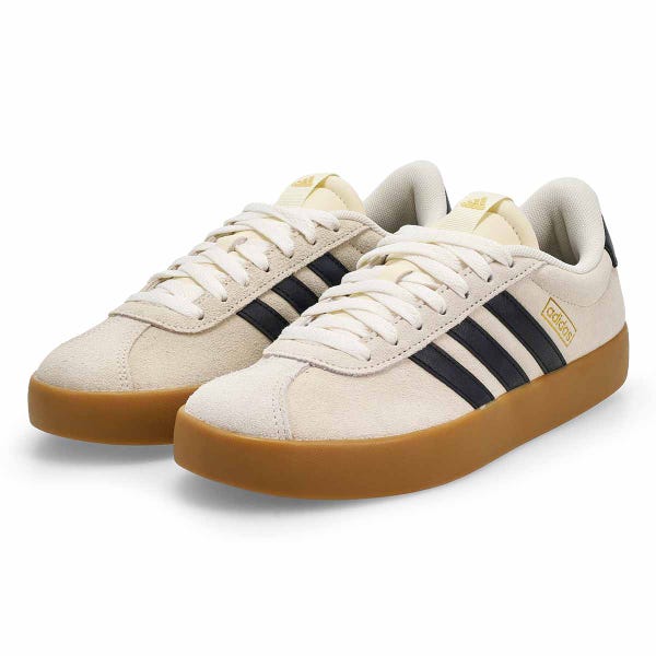 Women's  VL Court 3.0 Lace Up Sneaker - Cream White/Black/Gold Metallic
