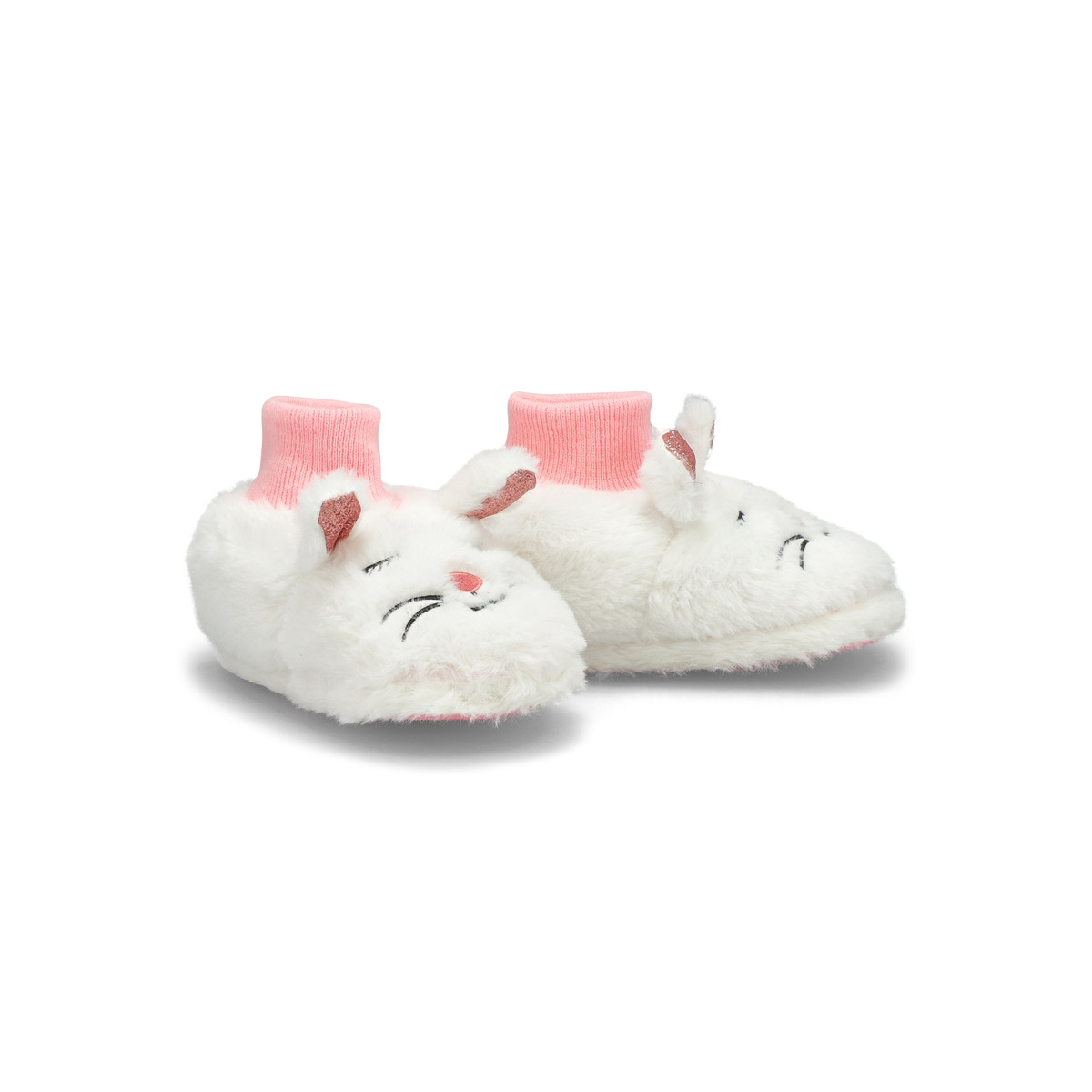Infant's Kitty Slipper Bootie - White Pink