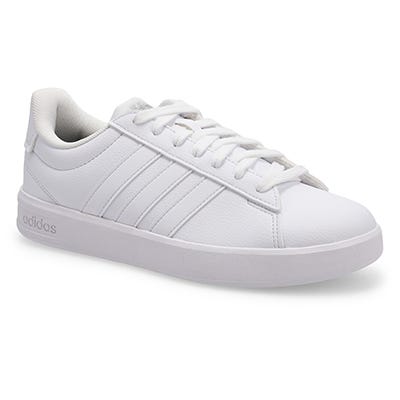 Lds Grand Court 3.0 Lace Up Sneaker - White/White/Iron Metallic