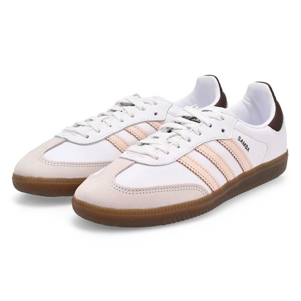 Women's Samba OG lace-up Sneaker - White/Wonder Quartz/Brown.