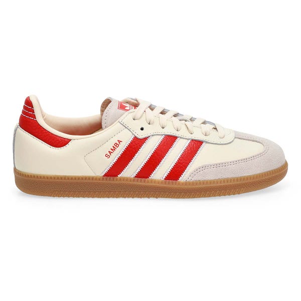 Men's Samba OG Lace Up Sneaker - Off White/Better Scarlet/Gum